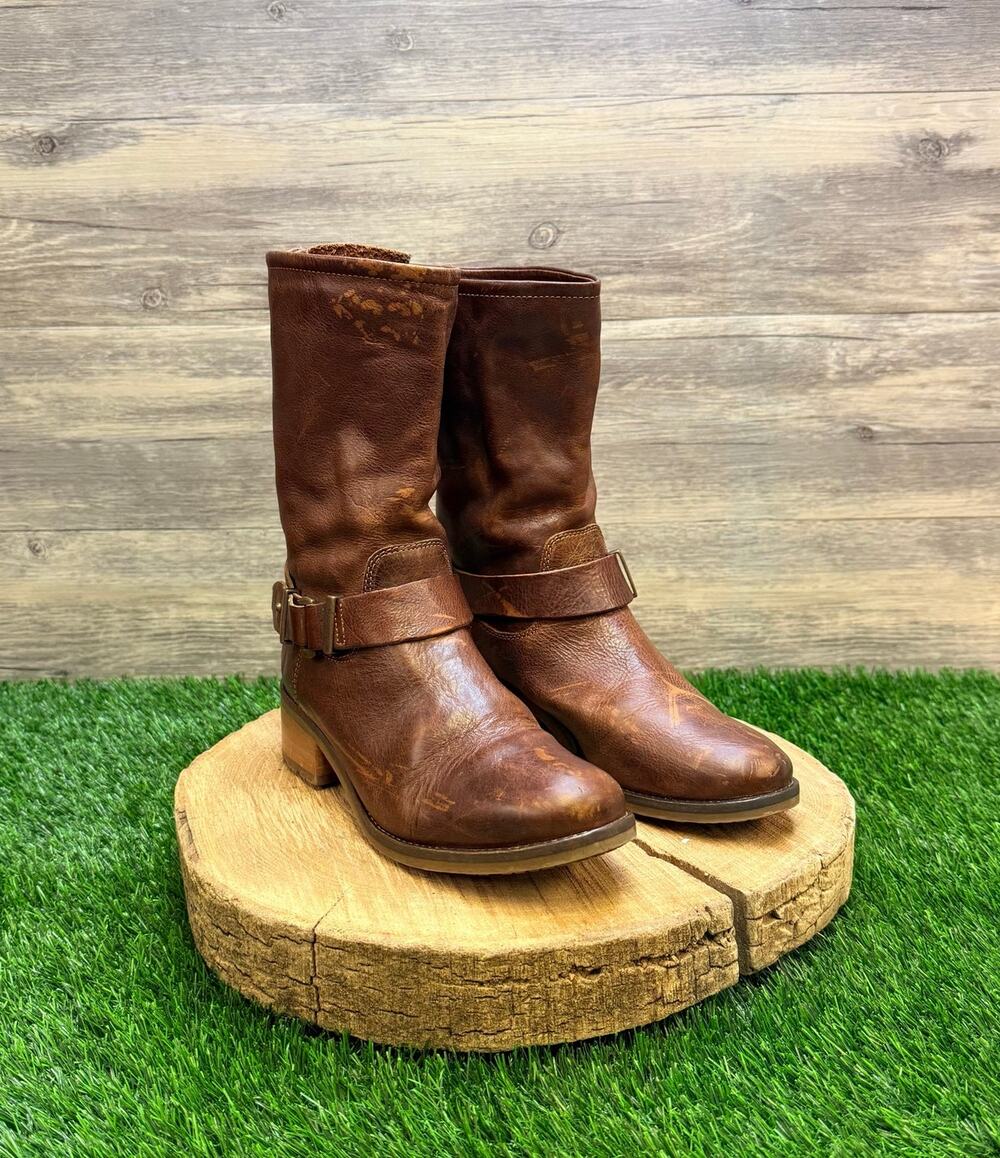 Fabianelli Women - Size 7 / 37 - Brown Harness Zipper Boots C160